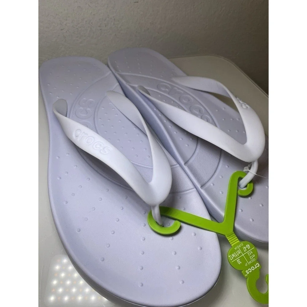 NEW Crocs Flip Flops Men's Size 12M Dreamscape Pale Blue/Purple Comfort Outdoor